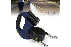 DASIAUTOEM hundkoppel dubbelt koppel för 2 hundar, rullkoppel med LED-ljus