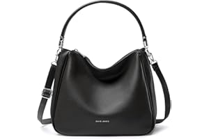 David Jones - Bolso de Hombro Hobo Mujer - Bolso de Mano Bandolera Piel Sintética - Bolso de Mano Mediana Asa Larga - Moda Clásica y Práctica Elegante - Negro