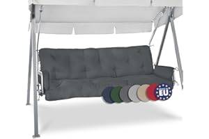 Beautissu Flair HS 180x50x8 cm Colchón y Cojines de Poliéster para Columpio/Balancín Hollywood para Banco de jardín Gris Grafito