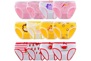 Anntry Bambine 12 Pezzi Slip Morbidi Bambini Confortevoli Biancheria Intima di Cotone Mutandine Assortiti 2-12 Anni