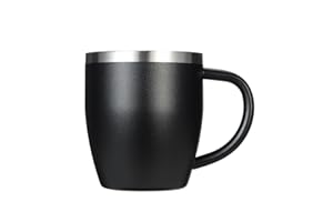 HEECN® Camping Becher - Edelstahl Tasse - Thermotasse - Kaffeebecher - Doppelwandige Isolierbecher BPA-frei 290ml HESS-016 (Schwarz)