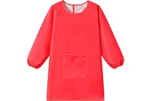 WULIQIUQIU Kids Art Smock, Waterproof Artist Painting Apron Smocks for Children Full Coverage Long Sleeve Smock with Pocket