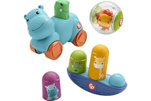 Fisher-Price Coffret J’Apprends Les Mouvements, 3 Jouets d’éveil pour bébé et Tout-Petit, spécial motricité Globale, 9 Mois et Plus, HFJ94, Multicolore