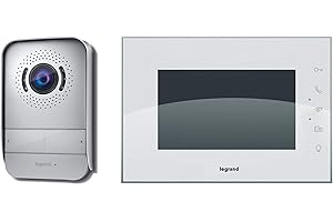 Legrand , interphone vidéo avec connexion à 2 fils, moniteur couleur brillant de 7 pouces et caméra grand angle, ensemble maison 1/2 familiale, 369230