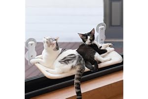 MEWOOFUN Foldable Cat Window Hammock Perch - Large Cat Window Bed 60x30cm with Powerful Suction Cup up to 18kg, Reversible Washable Cover Cat Hammock for Indoor Cats, White Large