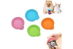 SHINEVER Pet Food Can Covers Lids, Universal Silicone Cat Dog Food Tin Covers Lids, 1 Fit 3 Standard Size, Reusable Sealed Lids for Pet Food Storage, BPA Free, Dishwasher, Safe (Pack of 4)