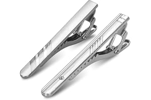 RUIBOW Tie Clip 2 Pcs Fashion Tie Clip for Men Classic Tie Pin Formal Business Tie Pins for Men Two Styles Men's Tie Clips for Daily Life Business Anniversary Engagement Wedding