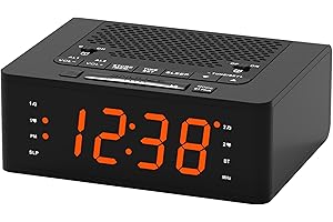 iTOMA Alarm Clock for Bedroom with FM Radio, Bluetooth, Dimmable LED Display, Sleep Timer, Adjustable Volume, Dual Alarm with ON/OFF button, Bedside Clock for Adults Seniors Kids 515