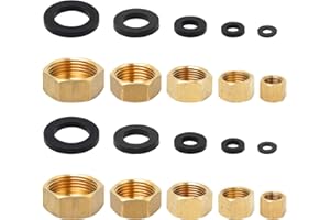 Neikafan Brass Blanking Caps 1/8 1/4 3/8 3/4 1/2 Stop End 10 Pcs Compression Washing Machine 3/4 Brass Blanking Nut Cap Female with Sealing Washer for Radiator Valve Pipe Fittings