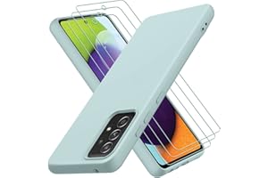 OUREIDOO Samsung Galaxy A52S 5G / A52 4G / 5G Etui z 3 szklanym hartowanym ekranem, miękka warstwa wewnętrzna, cienka miękka silikonowa obudowa odporna na wstrząsy zderzak TPU obudowa na telefon, zielona