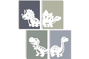 mojoliving Lot de posters pour chambre d'enfant, garçon et bébé, tableaux muraux, pour chambre d'enfant, fille, décoration de chambre de bébé (Happy Dinos)