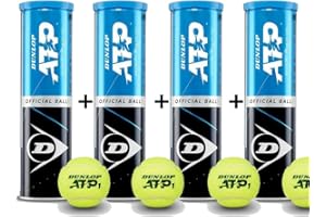 Dunlop Tennisbälle 4 x 4TIN Premium Tennisball offizielle Spielbälle Wettkampfball inkl. Tosol Motivations-Beileger Griffband