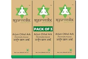 Ayurvedix Arjun Chhal Ark Terminalia Arjuna Helps Promotes Heart Health | Manages Cholesterol Levels - 200 MLx 3