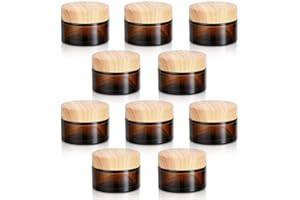 Fanchu 10 Stück Creme Behälter, Amber Glas Leer Cremetiegel, 30ml Cremedosen zum Befüllen Glasbehälter mit Deckel und Liner für Kosmetik Cremes Lotionen ätherische Öle