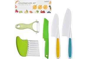 DEALKITS Kindermesser 5-teiliges Kinder Sicherheit Küchenmesser Set zum Schneiden Kochen von Obst oder Gemüse inklusive Kochmesser Obstmesser Schäler Geschenke für Kleinkinder Geburtstag Weinachten