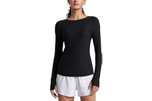 CRZ YOGA Camisetas de Entrenamiento de Manga Larga Cloudweight para Mujer Camisas Básicas Ligeras