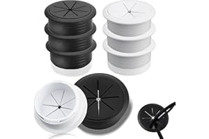 SWTYExt Passacavo da 50 mm, 6 pezzi, passacavo da scrivania, bianco e nero, passacavo per scrivania, scuola, ufficio, cavo organizzato