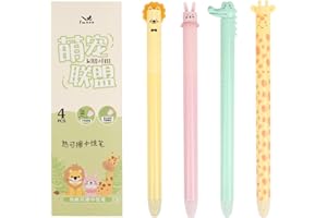 Nurila 4 Radierbarer Kugelschreiber Set, Cartoon Blau Radierbarer Tintenroller 0.5mm Erasable Pen Mit Radiergummi, Ideal Für Büro Und Schule,Tier-Set