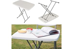 Willonin Table Compacte et Pliable, Table Pliante Ajustable, 76 x 50 x 50/62/74 cm - Intérieure/Extérieure/, Table Pliante pour Camping Traiteur Buffet Picnic (Blanc)