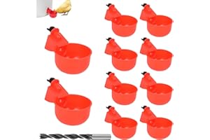 WIDESMART 10 Pzs Bebedero Gallinas Automático, Juego de Comedero para Aves de Corral, Bebedero con Taladro, Dispensador de Agua para Pájaro Codorniz Paloma Pollo Gallina