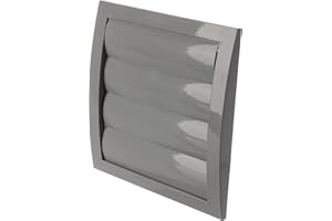 LIRAST 190 x 190 mm / Ø 125 mm, szara, kratka wentylacyjna z lamelami/żaluzją – kratka wykończeniowa z tworzywa sztucznego z kołnierzem – kratka lamelowa z ochroną przed owadami