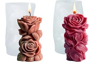 Mecmbj Stampi in Silicone per Candele, Rosa Stampo Silicone Candele, Adatto per San Valentino, Festa Della Mamma, Natale, Decorazioni per Feste di Matrimonio(Rosa)