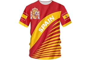 YuanDiann 2024 European Football Cup T Shirts Spain Fans Cheer On Sport Casual Mens Womens Kids National Flag Printing Short Sleeve Round Neck Quick Dry Breathable Tee Shirt