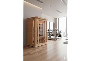 Concept-Usine | Sauna de Cuerpo Entero en Madera para 2 Personas| Reduce el Estrés y Relaja los Músculos con su Cromoterapia 7 Colores y 5 Difusores Infrarrojos| Sin Vapor: Calor Seco + Económico