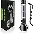 Yaaxa Car Flashlight Solar Power Tactical Flashlight Multi Function Flashlight Bright LED Emergency Torch Light with Safety Hammer Seat Belt Cutter Compass for Hiking Camping