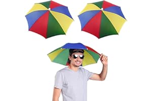 Eilisa 6 Pack Umbrella Hat Set, Fishing Umbrella for All Ages, Hands Free Umbrella, Hat Umbrella Stay Shaded in Style