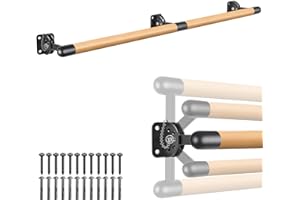 Dolibest 100-300cm Barre de Ballet, Réglable Barre de Danse Classique Murale en Bois Enfants & Adultes pour l'entraînement à la Barre à Domicile avec Support, 4cm Diamètre