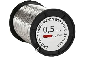 CENTRUM PSZCZELARSKIE ŁUKASIEWICZ Edelstahldraht für Rähmchen - 0,5 mm - Spule 500 g - Länge: ca. 333 m - Rostfrei - Draht für Bienenstockrahmen - Imkerei - Landwirtschaft - Industrie