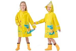 Lymaha Impermeabile per Bambino, Mantella Antipioggia con Cappuccio Cartone Animato 3D Antipioggia Impermeabile Bambina Tuta Portatile Mantellina Bambino 2-12 Anni