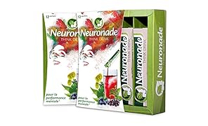 Neuronade® Boisson en poudre pour la concentration – Stimulant naturel aux extraits de plantes médicinales (Ginkgo biloba, Brahmi, Rhodiola rosea, etc.) (12 sachets)