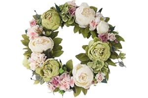 GCROET Künstlicher Türkranz, dekorativer Kranz,Türkranz Pfingstrose Kranz für Haustür,Kranz Tür Frühlingskranz Künstlicher, dekorativer Blumenkranz für Frühling/Sommer/alle Jahreszeiten, Wanddekoration