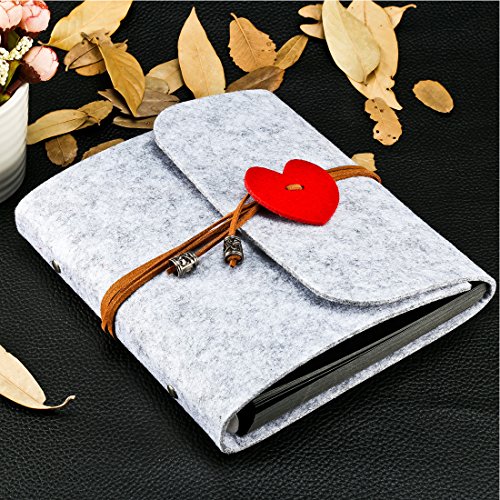 Foonii Foto Album, DIY Familienfoto Album Jahrestag Skizzenbuch, Hochzeit Album-60Pages, aus Filz (Grau) - 5