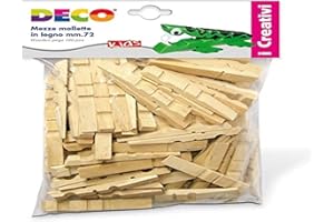 CWR, Mezze Mollette in Legno da 72 mm, Busta da 100 Pezzi