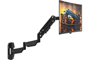 PUTORSEN Monitor Wall Mount for 17-32 inch - Extra Long Single Wall Mounted Monitor Arm, Fully Adjustable Vesa Wall Bracket, VESA 75x75/100x100, Hold up to 19.84 lbs, Black