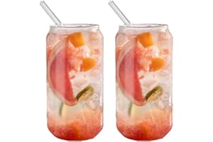 Lincman Wide mouth glass, reusable cocktail glass, suitable for iced coffee pearl milkshake juice milk cup lemon tea, birthday gift for friends and family(2PC 17OZ)