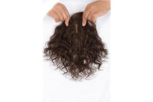 BYBAGS Capelli Veri Lunghi Topper per Capelli Umani Veri Ricci Corti - Parrucche Traspiranti Clip in Top Pezzi di Capelli Ondulate per Uso Quotidiano - Naturali (Color: Brown)