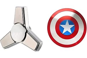 LOQATIDIS 2 PZ Spinners in Metallo, Alleviare lo Stress Ansia Giocattolo per Adulti, Spin 3-6 Minuti Mano Spinner Killing Time ADHD Focus Toys (Triangolo Grigio + Rotondo Rosso)