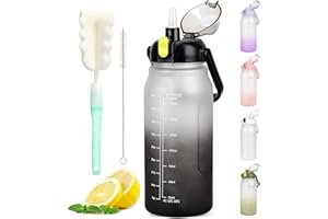 GXCROR Butelka na wodę ze słomką, 100% szczelna butelka na wodę, butelka na wodę bez BPA, odporna na pękanie, do codziennego użytku, fitnessu i aktywności na świeżym powietrzu