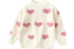 SOLU DAY8 Pull Fille 1-6 Ans a La Mode Pullover Hiver Enfant Fille Chaude Tricot Col Rond Top Manche Longue Fille Chic Et élégant Dessin Animé Mignon Casual Confortable Haut Chandail