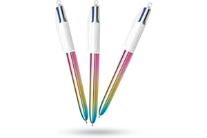 DLM DIRECT BIC - Bolígrafos de 4 colores degradados, diseño retráctil, bolígrafo multicolor con cuatro tintas vibrantes surtidas, bolígrafos multicolor todo en uno para la escuela, la oficina y codificación de