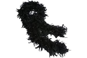 GIUSOBG Sciarpa di Piume 200 cm Boa Piumato Glamour Accessori, Boa Bianco Deluxe Anni 20, Flapper, Carnevale, Festa a Tema (Nero)