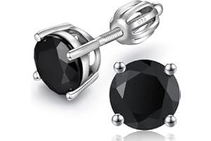 jiamiaoi Pendientes hombre plata de ley, Pendientes Cuadrado Pendientes Diamante Brillante Pendiente negro con perno trasero de tornillo 4mm-8mm