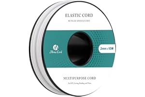 Abma Cord Cuerda Elástica 2mm x 10m Hilo Elástico Redonda Cordón Elástico Cuerda de Goma para Manualidades, Sombreros de Fiesta, Costura, Abalorios, Camping - Blanco