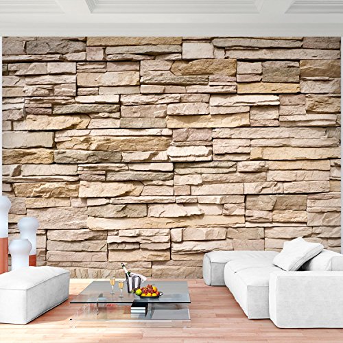 Fototapete Steinwand 352 x 250 cm - Vliestapete - Wandtapete - Vlies Phototapete - Wand - Wandbilder XXL - !!! 100% MADE IN GERMANY !!! Runa Tapete 9019011b