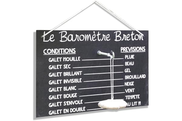 LE BAROMETRE BRETON - Le Véritable Indicateur Météo Marin Original, Décoration de Jardin ou Maison, Galet 100% Infaillible, Idée Cadeau Humour et Drôle, Fabrication Artisanale Française.