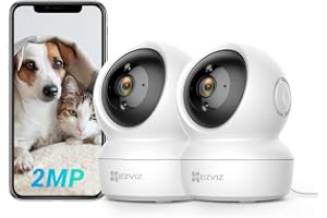 EZVIZ 2 Pack Indoor Security Cameras Wired Wifi CCTV with App, 1080P, Pet Camera, Baby Monitor, Auto Tracking, Motion Detection, 10M IR Night Vision, Two Way Audio, Alarm, Google Alexa Control